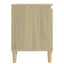 tv-bord med massive træben 103,5x35x50 cm sonoma-eg