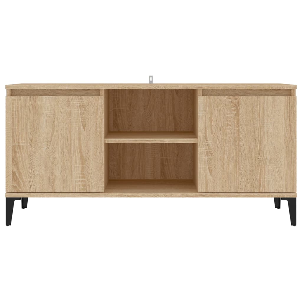tv-skab med metalben 103,5x35x50 cm sonoma-eg