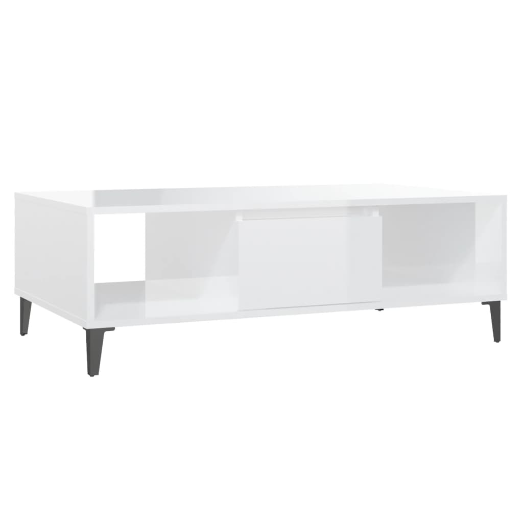 sofabord 103,5x60x35 cm konstrueret træ hvid højglans