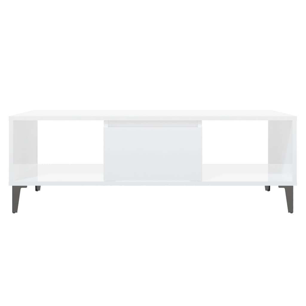 sofabord 103,5x60x35 cm konstrueret træ hvid højglans