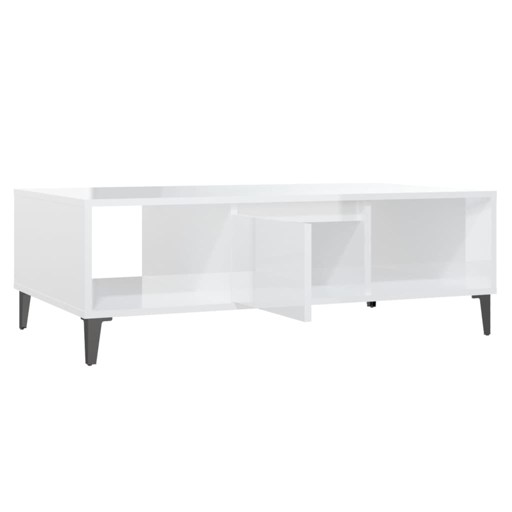 sofabord 103,5x60x35 cm konstrueret træ hvid højglans