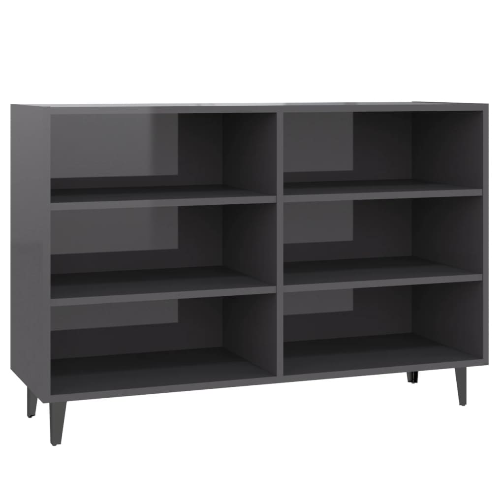 skænk 103,5x35x70 cm konstrueret træ grå højglans