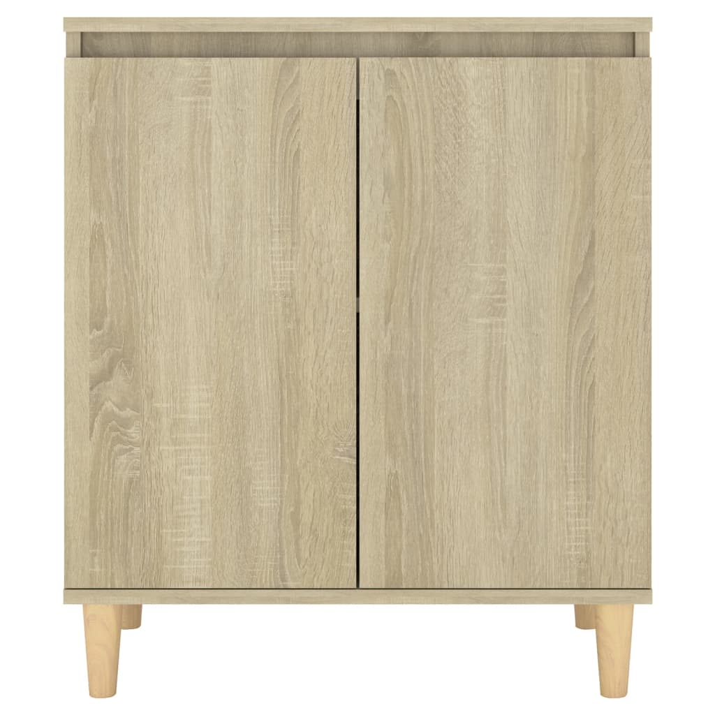 skænk med massive træben 60x35x70 cm konstrueret træ sonoma-eg