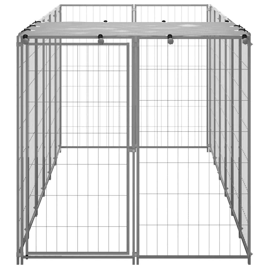 hundeløbegård 330x110x110 cm stål sølvfarvet