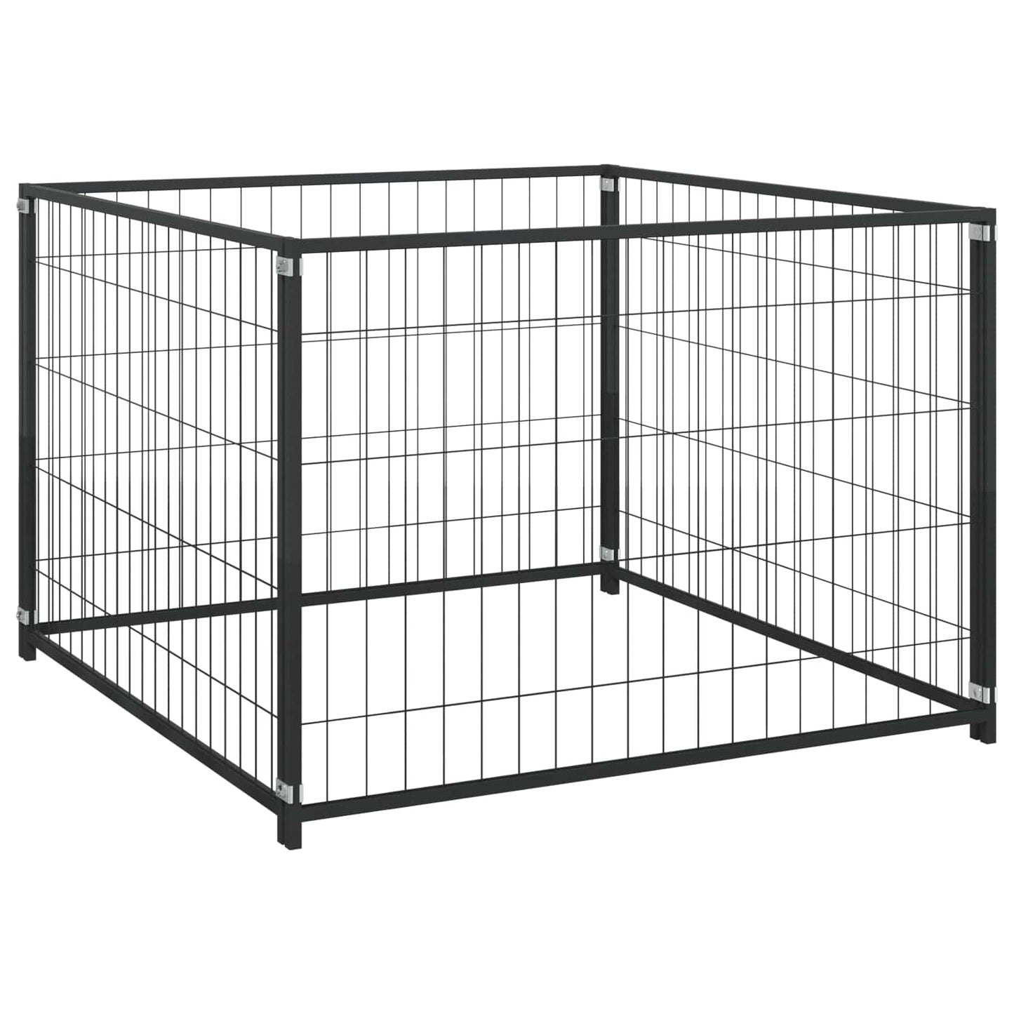 Dyrekasse uden dør Sort 300 x 100 x 70 cm Stål