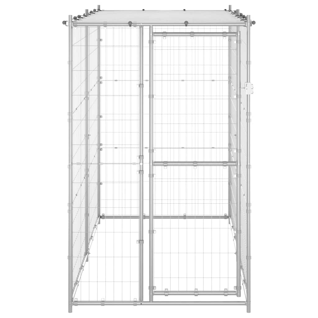 udendørs hundebur med tag galvaniseret stål 110x220x180 cm