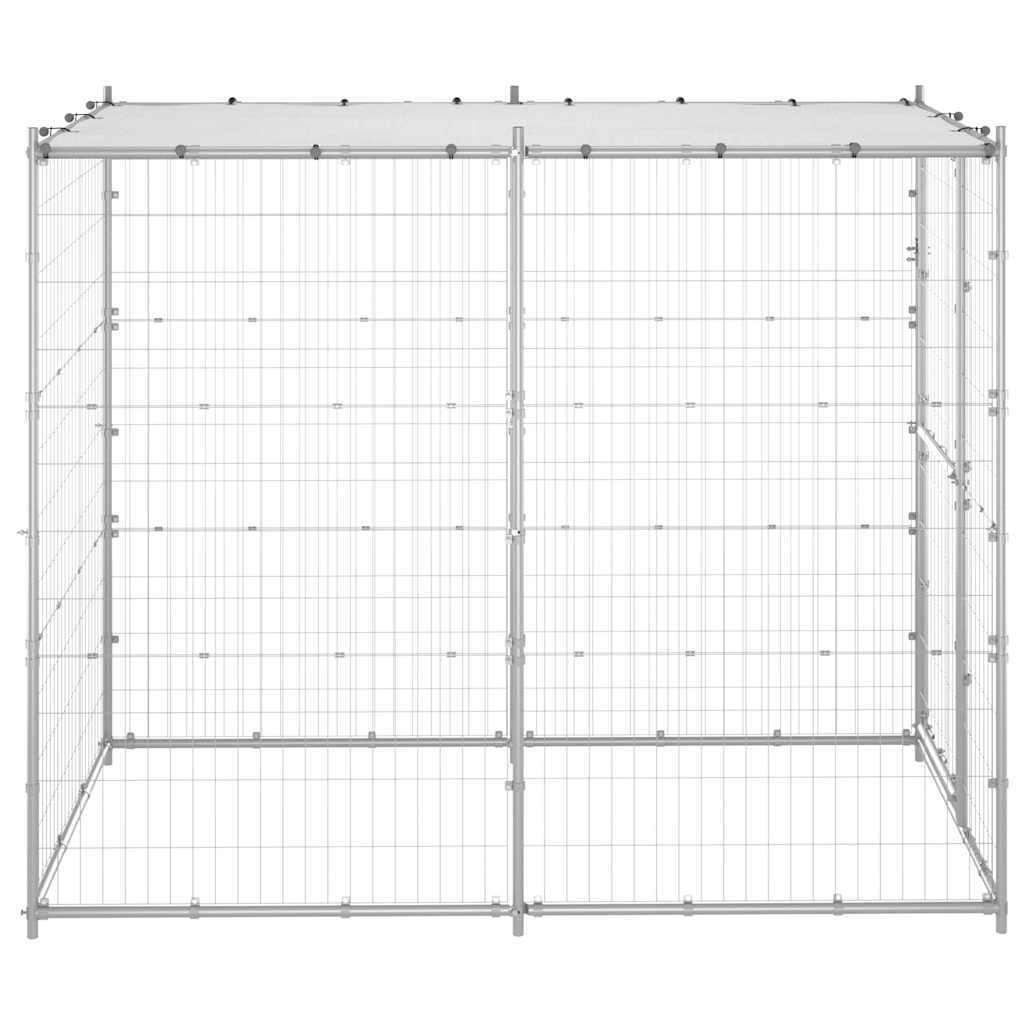 udendørs hundebur med tag galvaniseret stål 110x220x180 cm