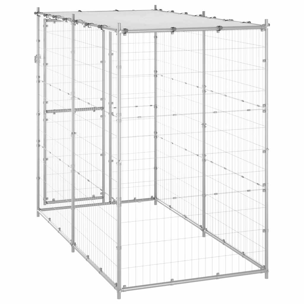 udendørs hundebur med tag galvaniseret stål 110x220x180 cm