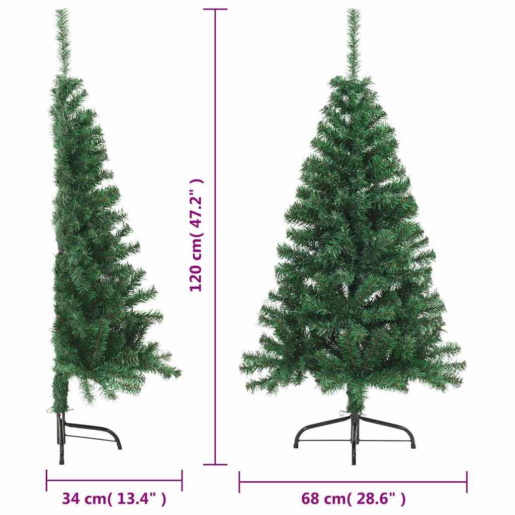 kunstigt halvt juletræ med juletræsfod 120 cm PVC grøn
