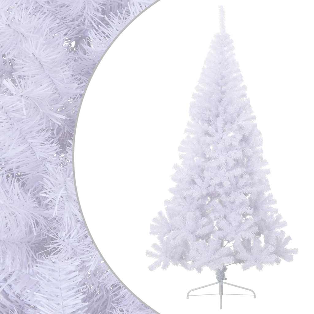 kunstigt halvt juletræ med juletræsfod 210 cm PVC hvid