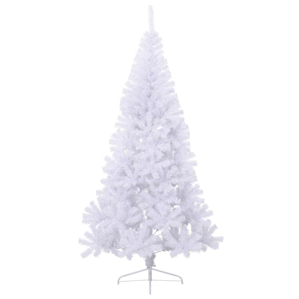 kunstigt halvt juletræ med juletræsfod 210 cm PVC hvid