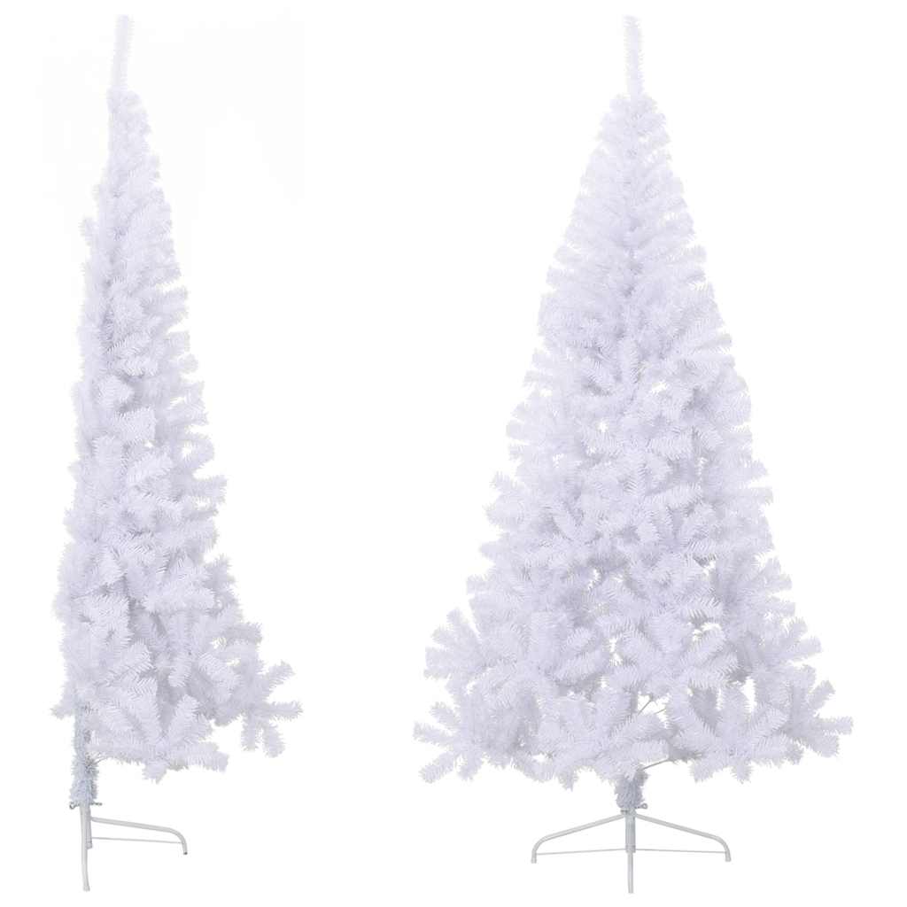 kunstigt halvt juletræ med juletræsfod 210 cm PVC hvid