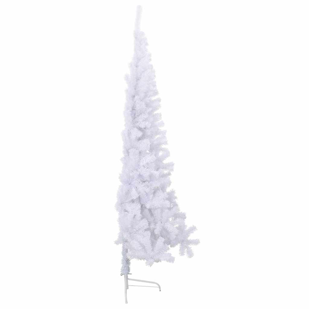 kunstigt halvt juletræ med juletræsfod 210 cm PVC hvid