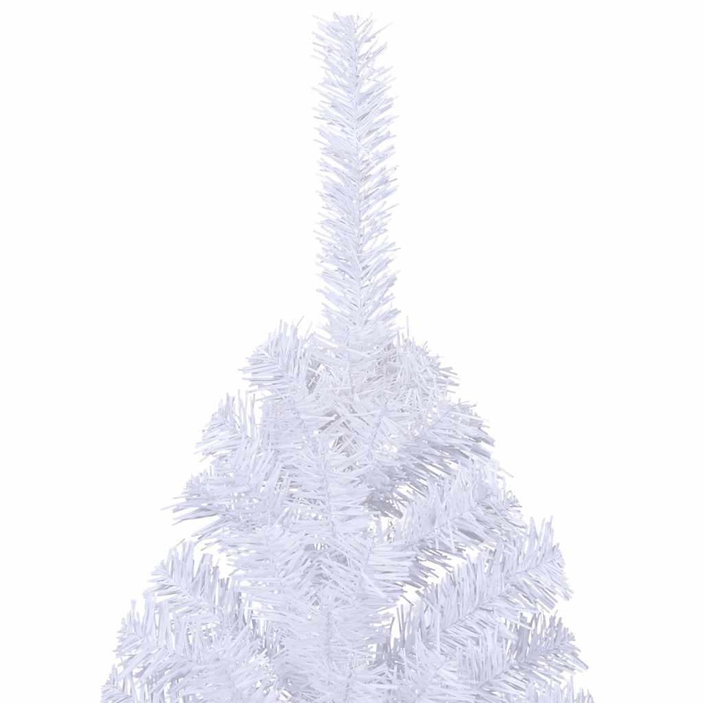 kunstigt halvt juletræ med juletræsfod 210 cm PVC hvid