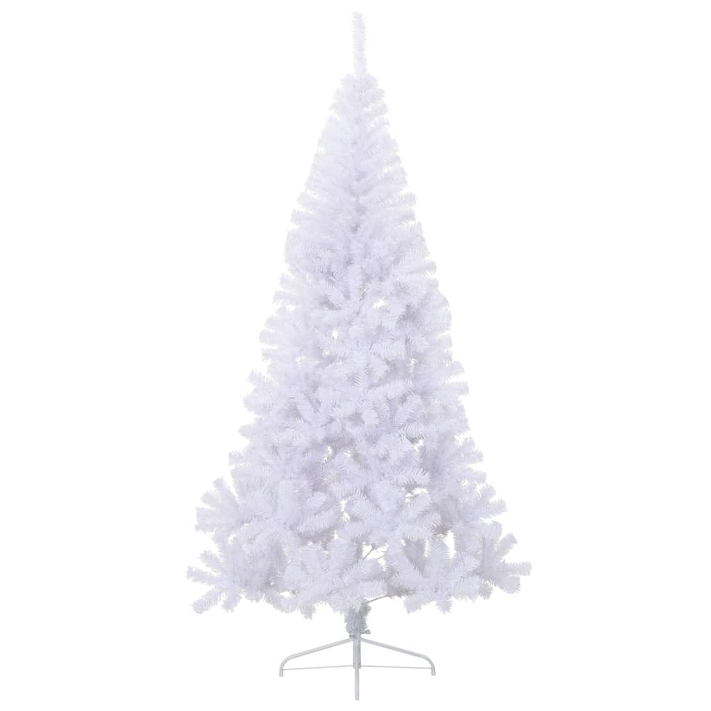 kunstigt halvt juletræ med juletræsfod 240 cm PVC hvid