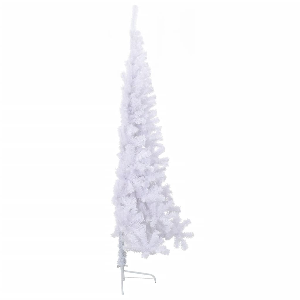 kunstigt halvt juletræ med juletræsfod 240 cm PVC hvid