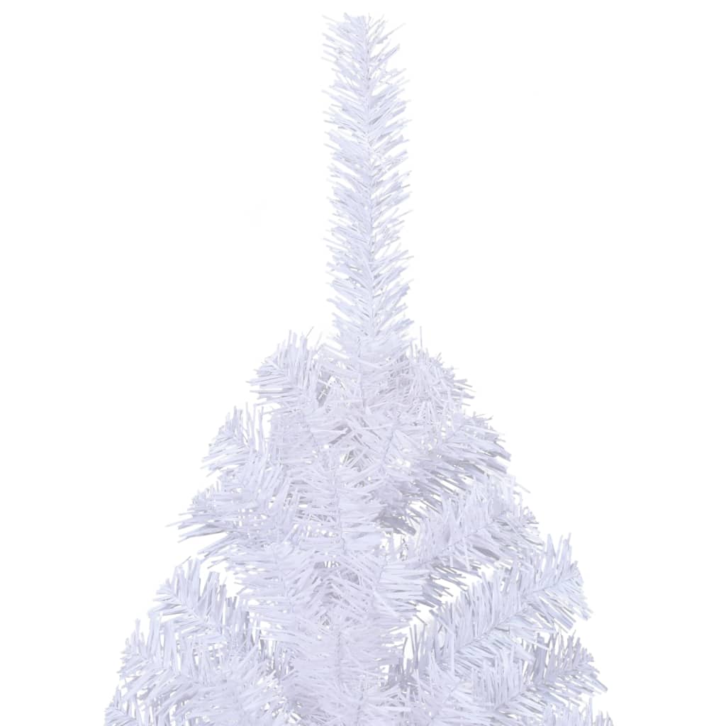 kunstigt halvt juletræ med juletræsfod 240 cm PVC hvid