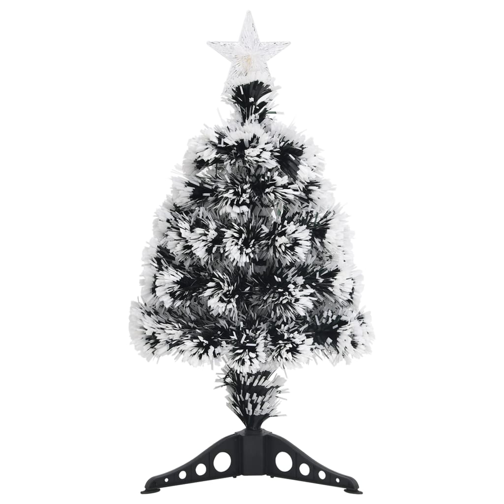 juletræ med LED-lys 64 cm fiberoptisk grøn og hvid
