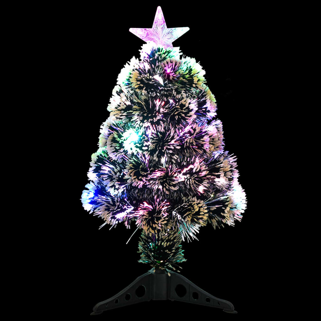 juletræ med LED-lys 64 cm fiberoptisk grøn og hvid