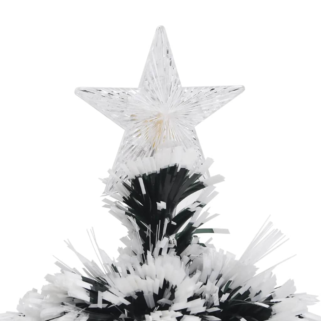 juletræ med LED-lys 64 cm fiberoptisk grøn og hvid