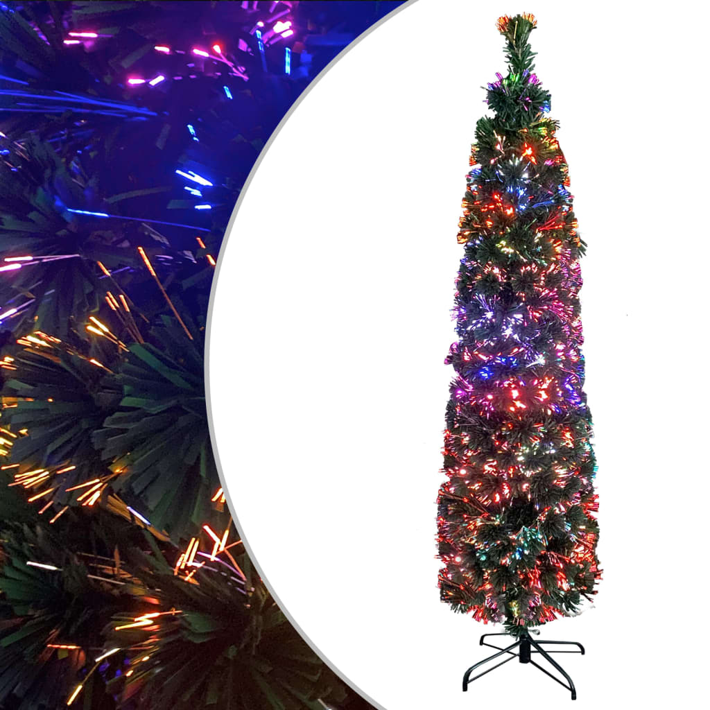kunstigt smalt juletræ med juletræsfod 150 cm fiberoptisk