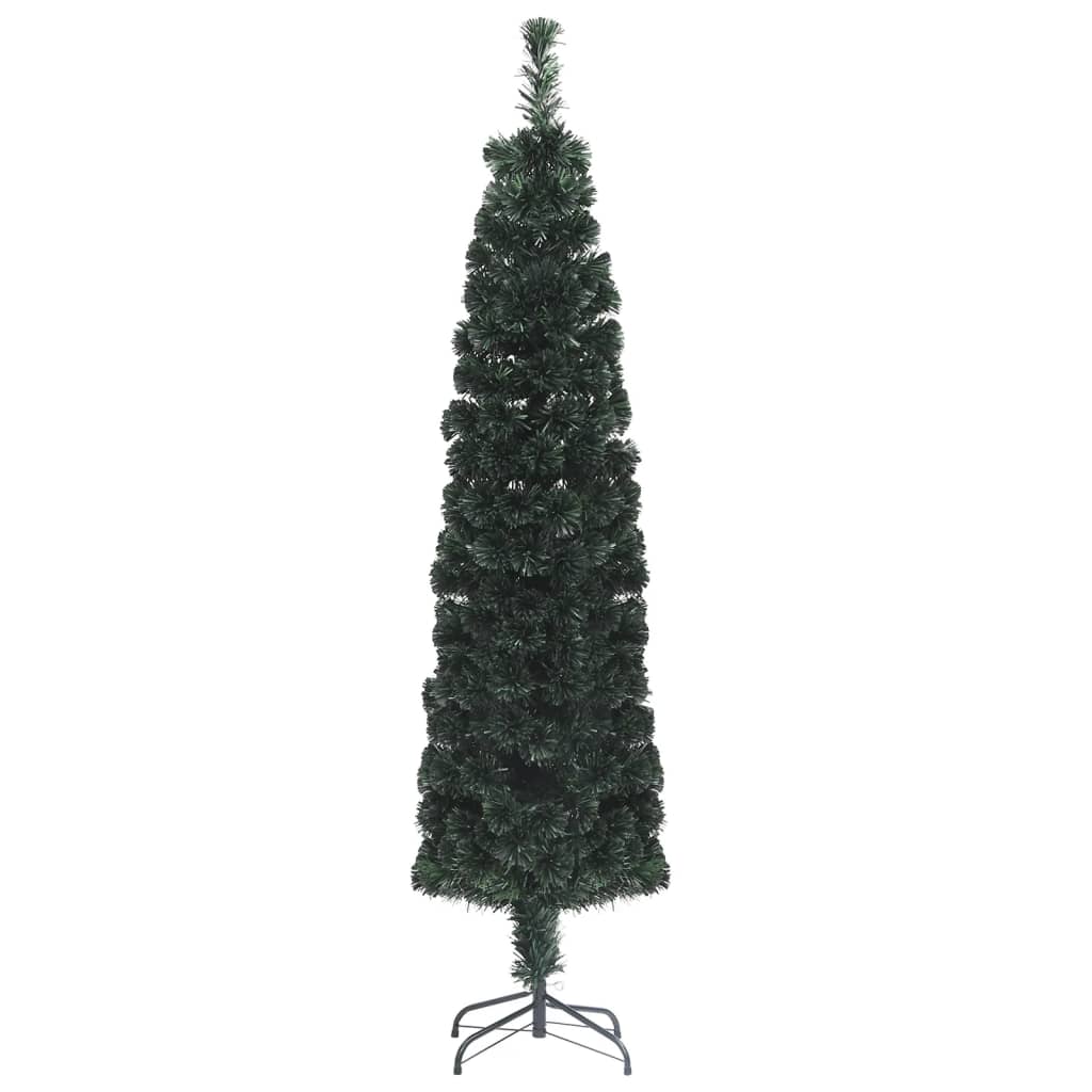 kunstigt smalt juletræ med juletræsfod 150 cm fiberoptisk