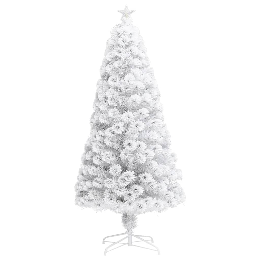 kunstigt juletræ med lys 120 cm fiberoptisk hvid
