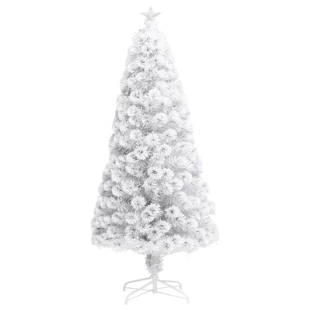 kunstigt juletræ med lys 150 cm fiberoptisk hvid