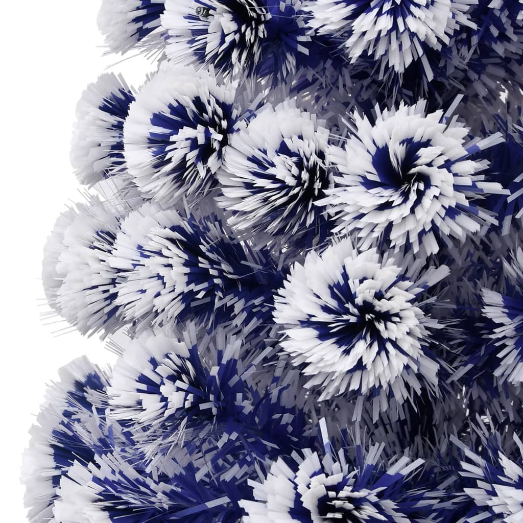kunstigt juletræ med lys 120 cm fiberoptisk hvid og blå