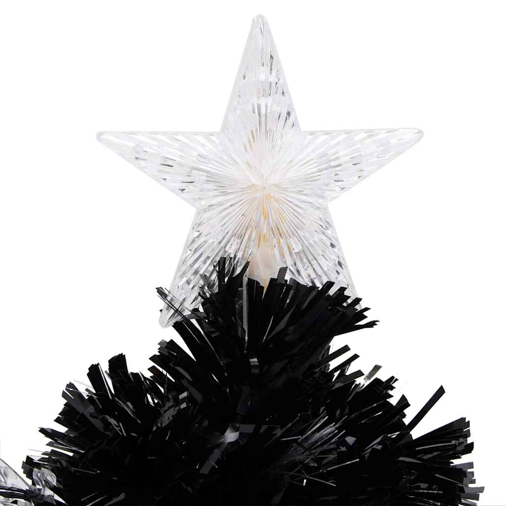 juletræ med LED-snefnug 64 cm fiberoptik sort