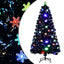juletræ med LED-snefnug 120 cm fiberoptik sort