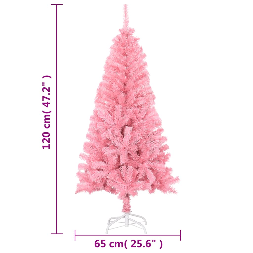 kunstigt juletræ med fod 120 cm PVC lyserød