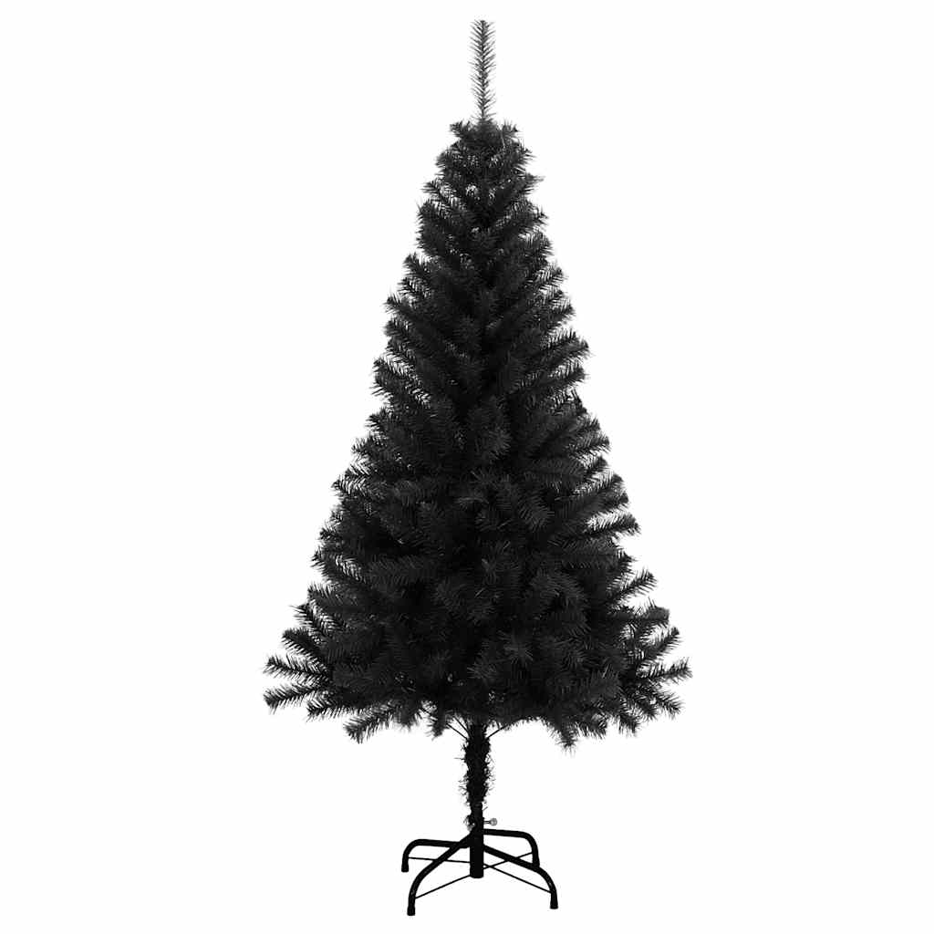 kunstigt juletræ med fod 120 cm PVC sort