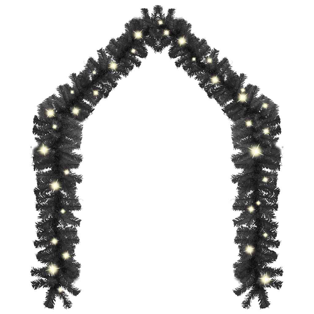 juleguirlande med LED-lys 10 m sort