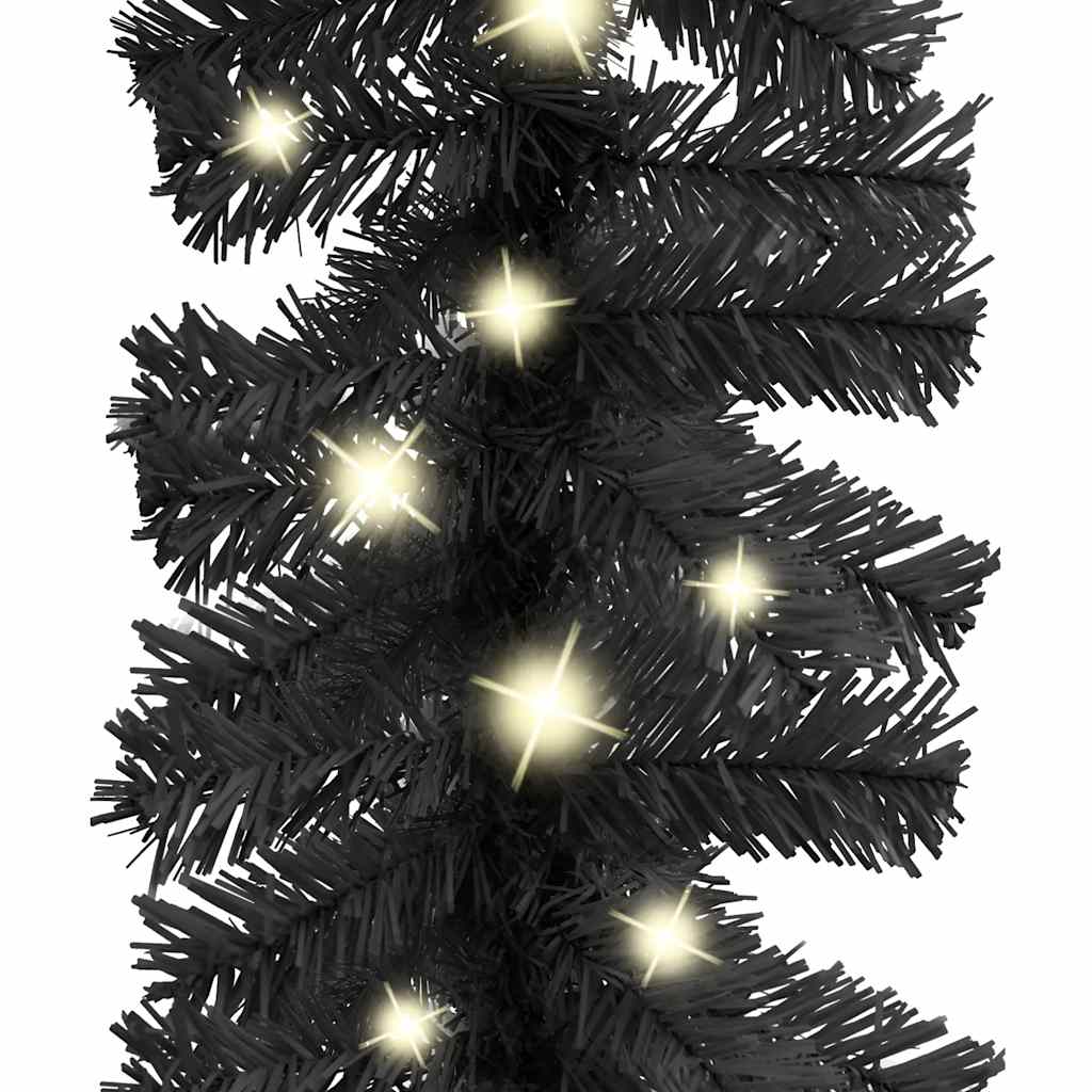 juleguirlande med LED-lys 10 m sort