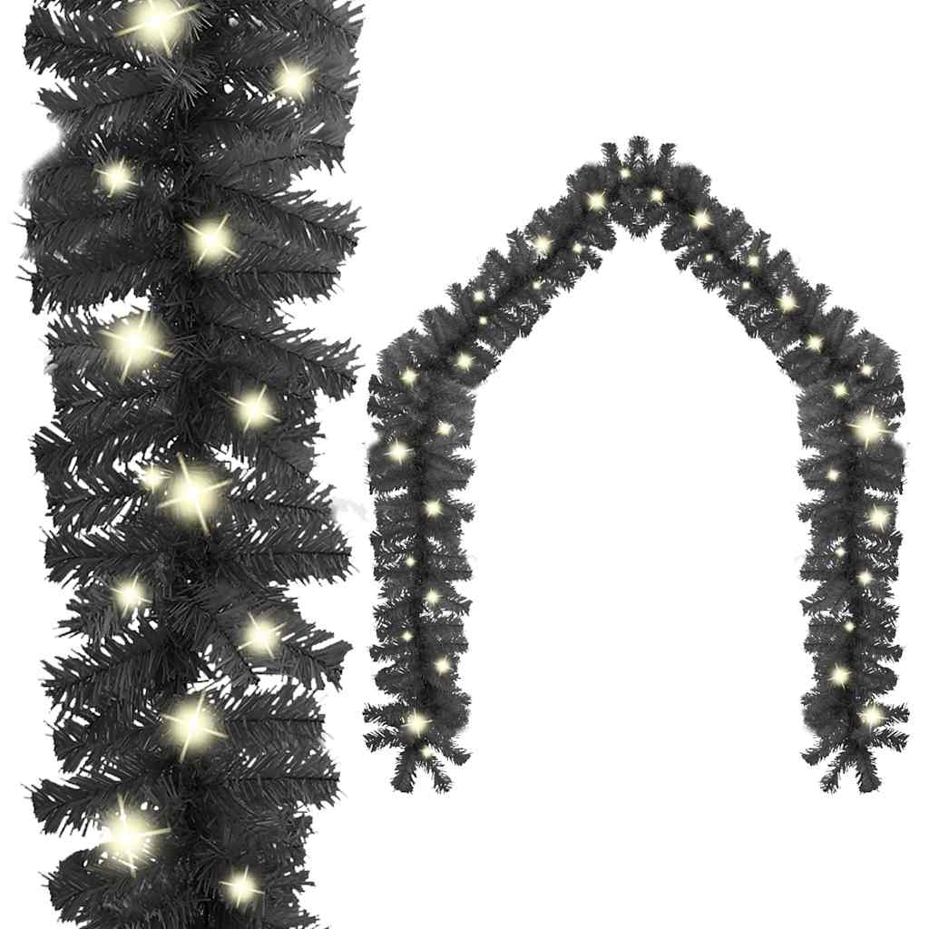 juleguirlande med LED-lys 20 m sort