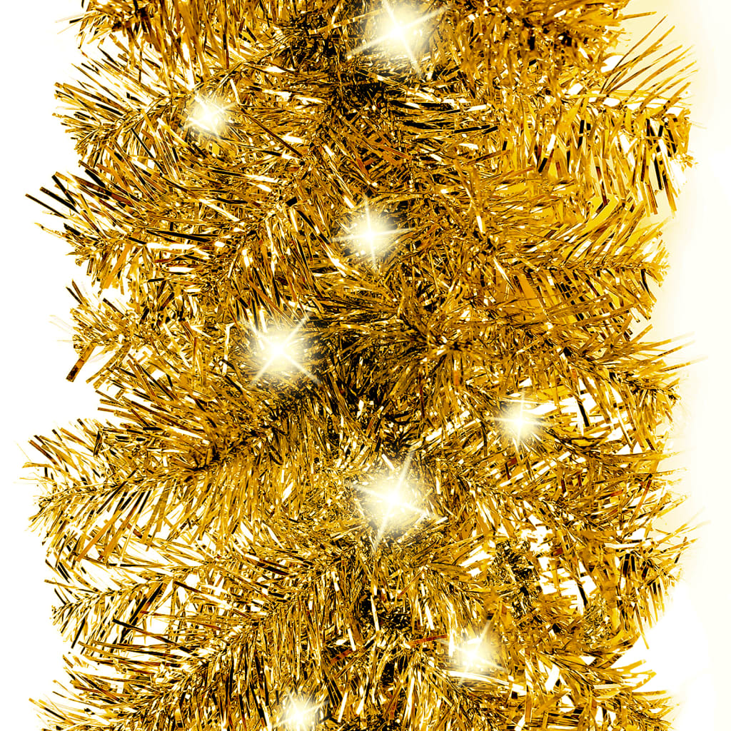 juleguirlande med LED-lys 5 m guldfarvet