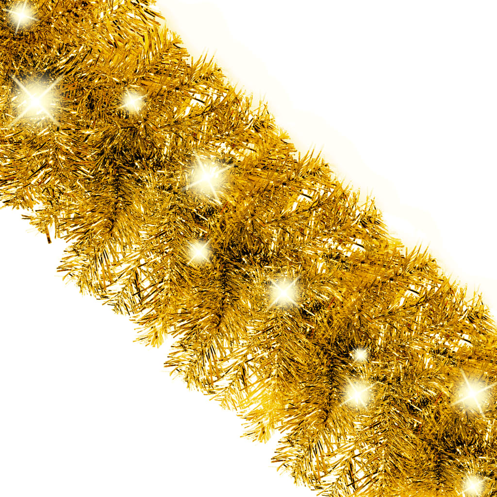juleguirlande med LED-lys 5 m guldfarvet