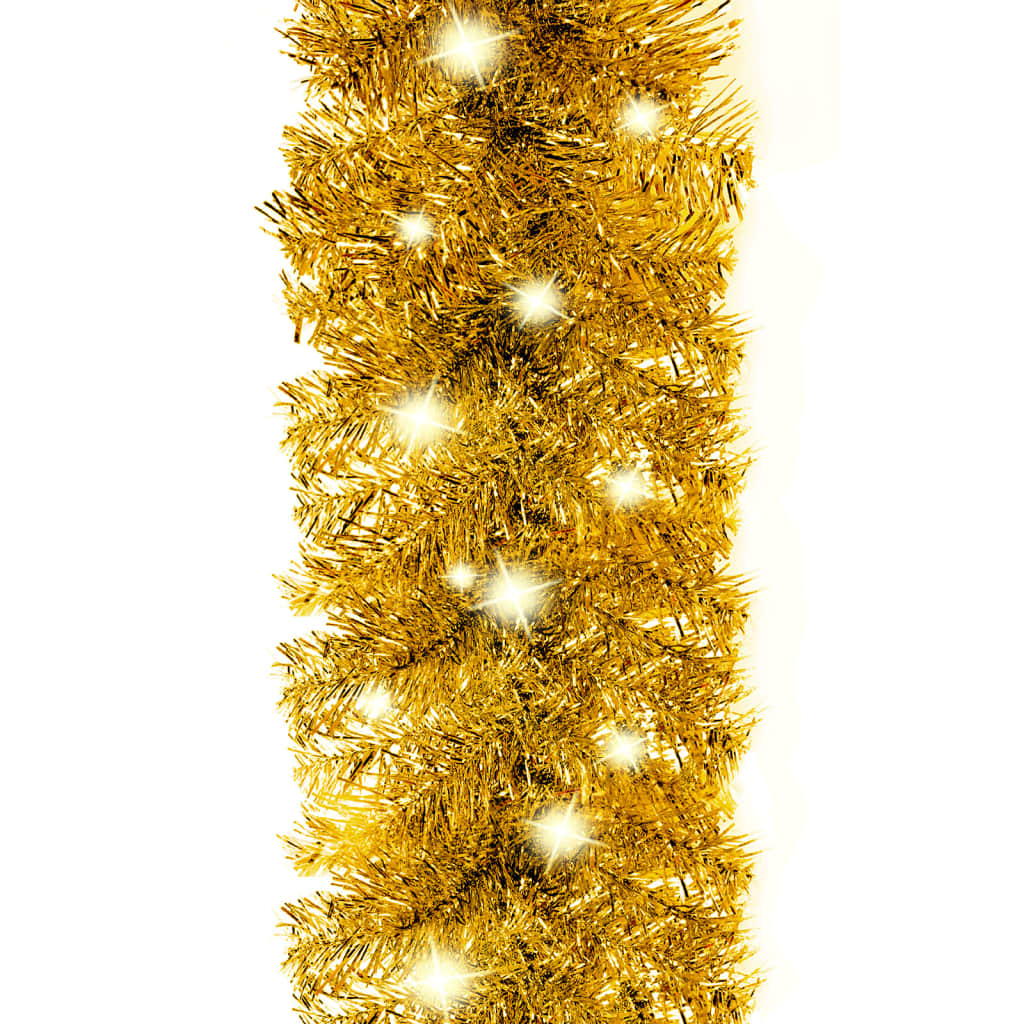 juleguirlande med LED-lys 5 m guldfarvet