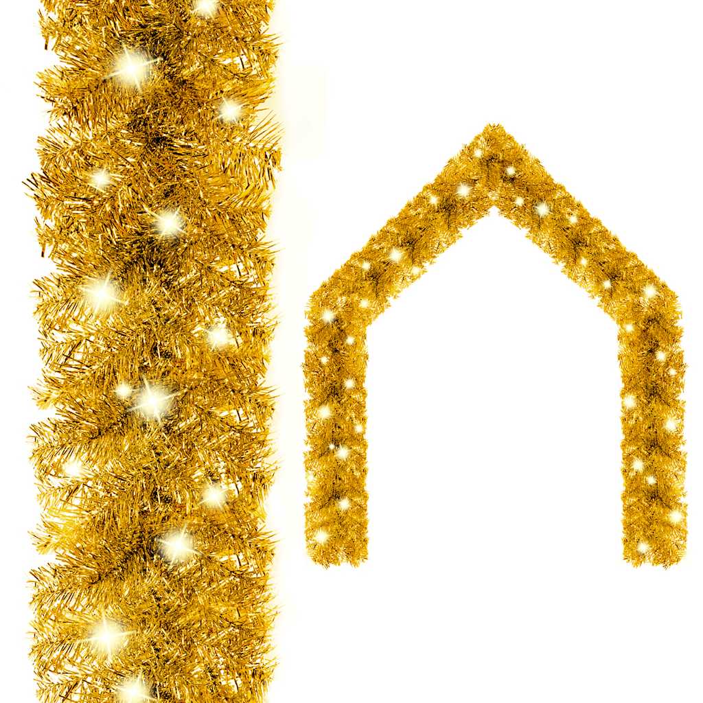 juleguirlande med LED-lys 10 m guldfarvet