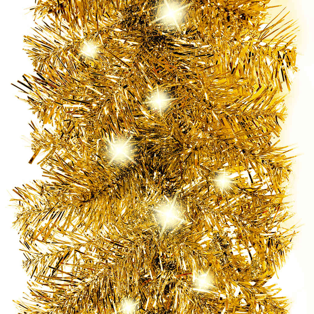 juleguirlande med LED-lys 10 m guldfarvet