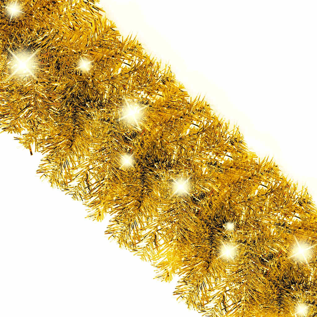 juleguirlande med LED-lys 10 m guldfarvet