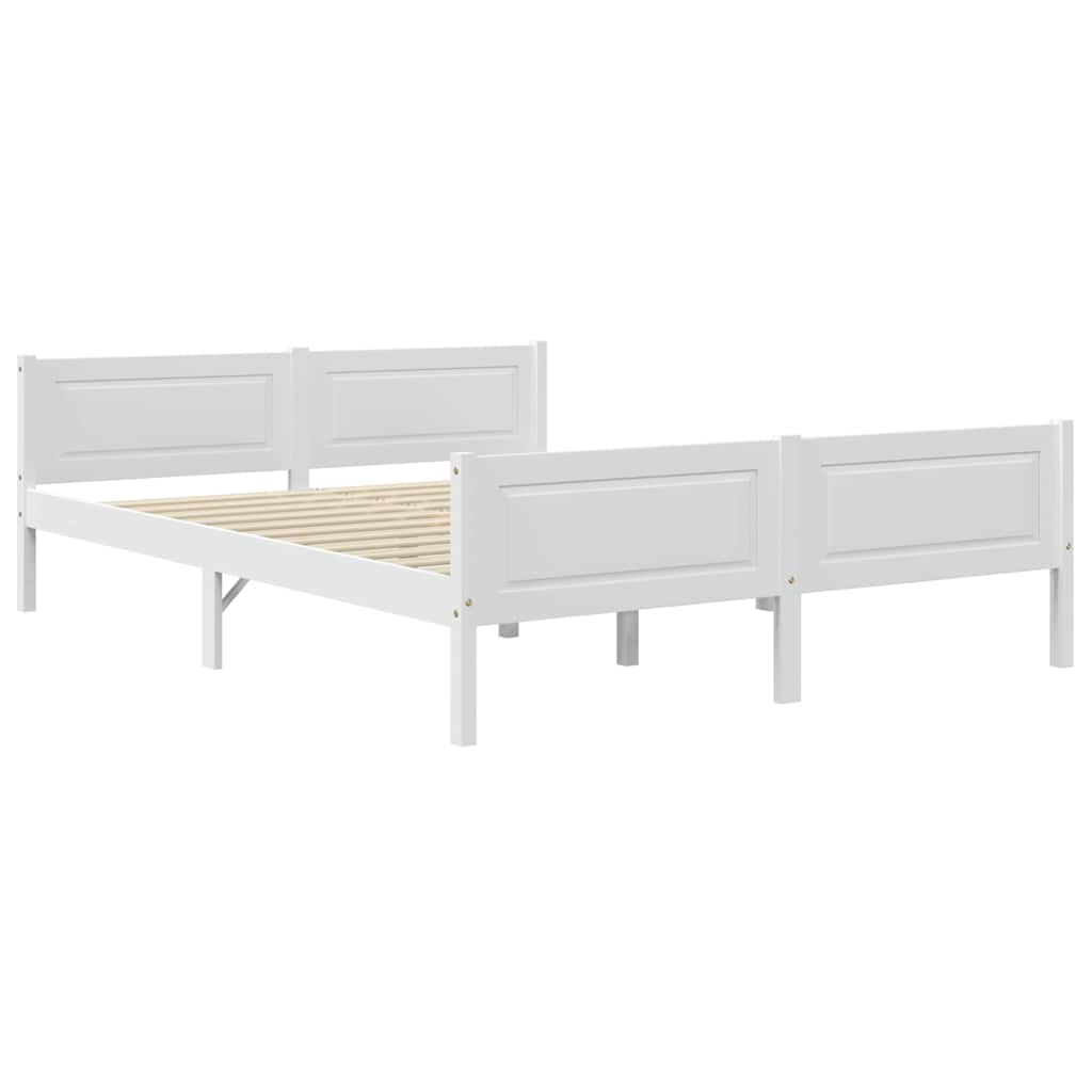 sengestel 140x200 cm massivt fyrretræ hvid