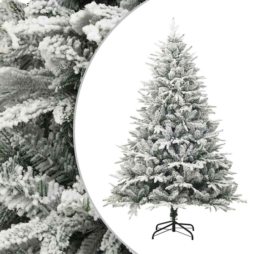 kunstigt juletræ med puddersne 180 cm PVC og PE grøn