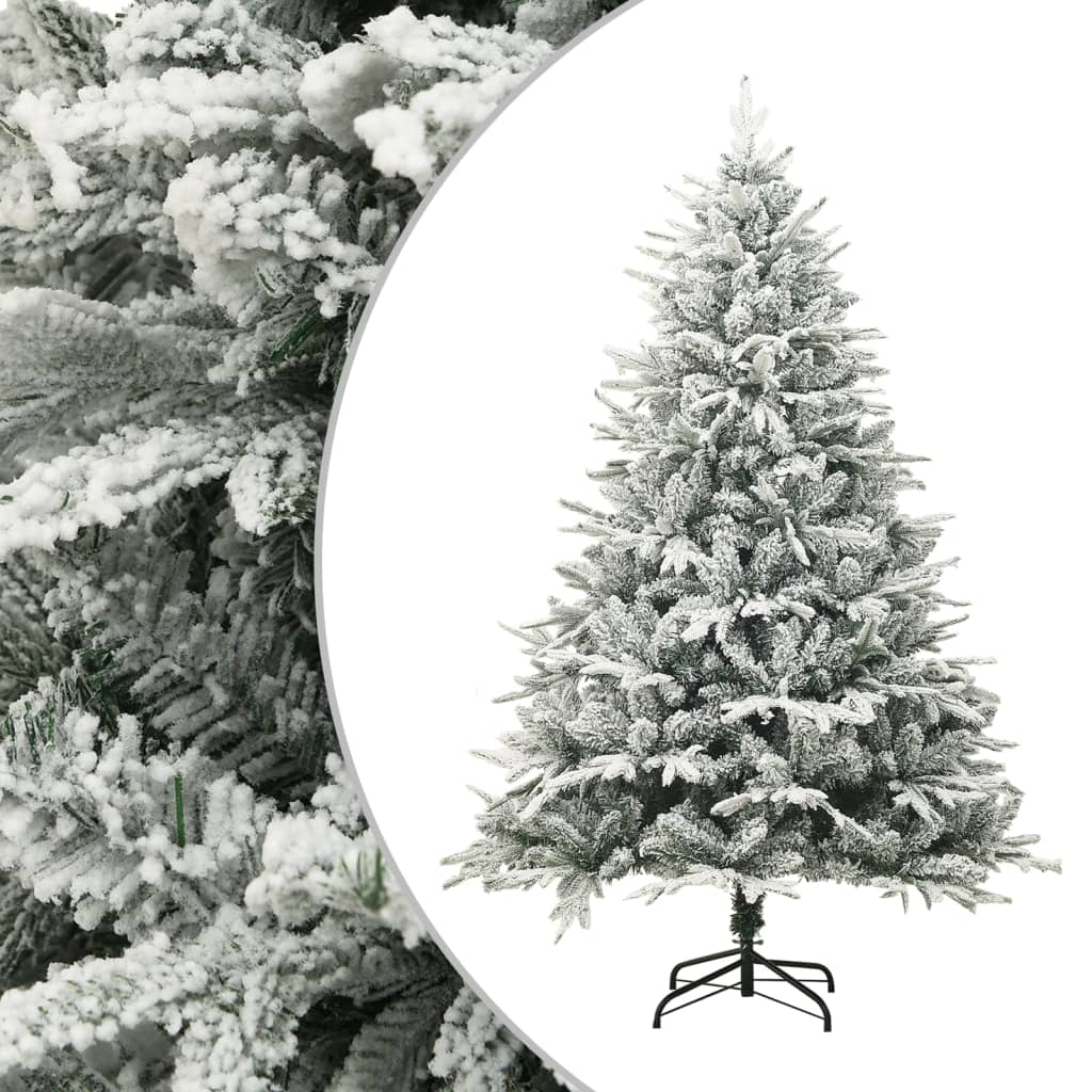 kunstigt juletræ med puddersne 210 cm PVC og PE grøn