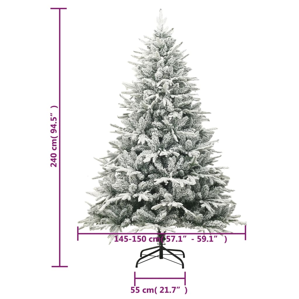 kunstigt juletræ med puddersne 240 cm PVC og PE grøn
