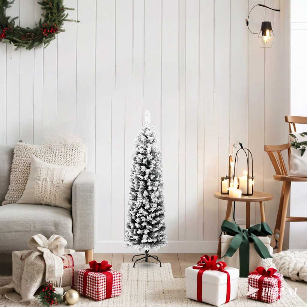smalt kunstigt juletræ med sne 120 cm PVC grøn