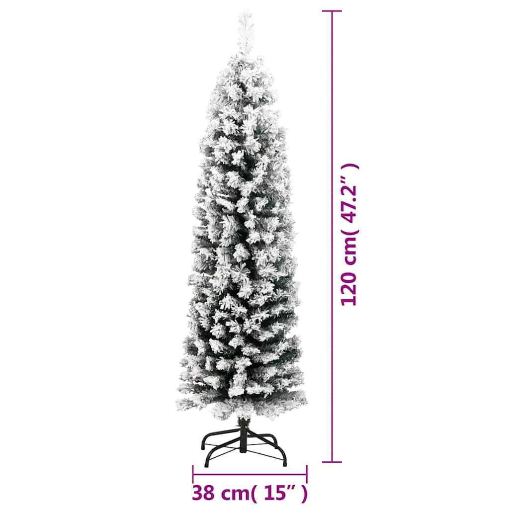 smalt kunstigt juletræ med sne 120 cm PVC grøn