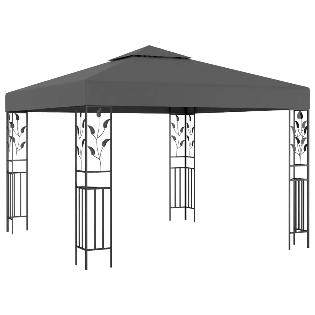 pavillon med LED-lyskæder 3x3 m antracitgrå