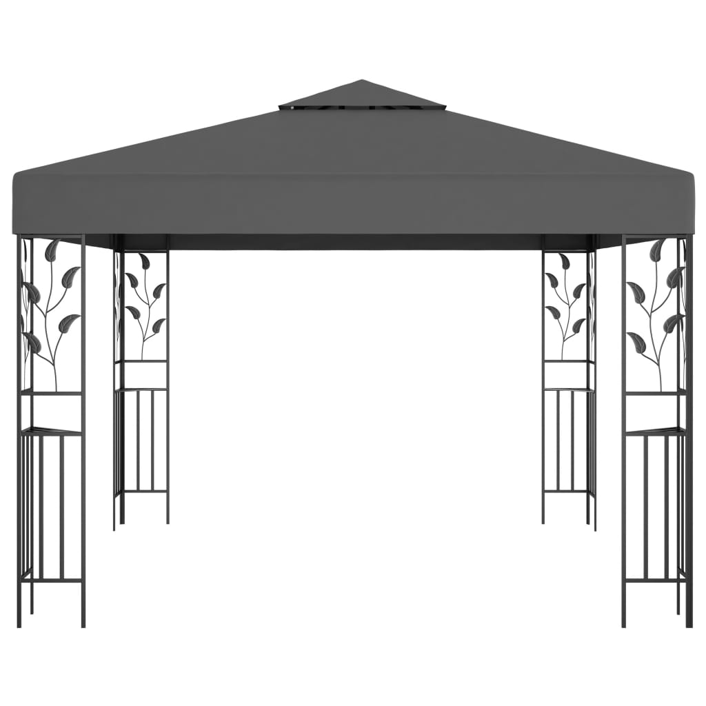 pavillon med LED-lyskæder 3x3 m antracitgrå